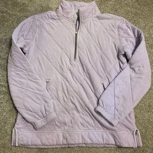 Purple quilted zip up sweatshirt